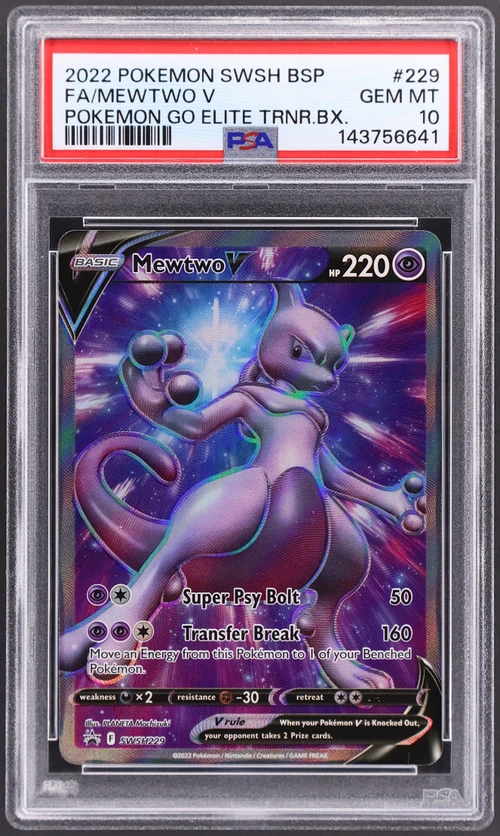 2022 Pokemon Swsh Black Star Promo #229 Full Art / Mewtwo V Pokemon Go Elite Trainer Box