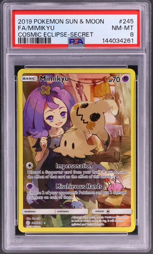 2019 Pokemon Sun & Moon Cosmic Eclipse #245 Full Art / Mimikyu Secret