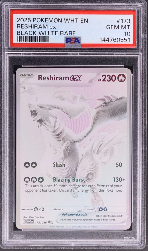 2025 Pokemon Wht En-White Flare #173 Reshiram Ex Black White Rare