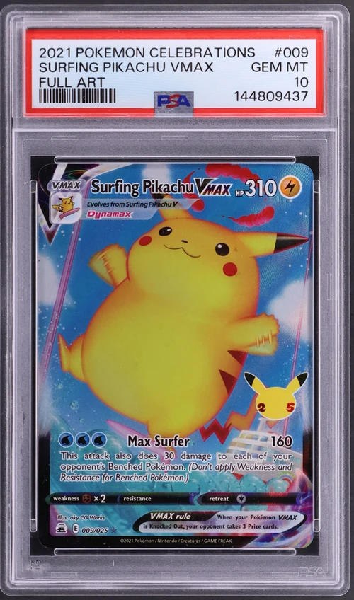 2021 Pokemon Celebrations #009 Full Art / Surfing Pikachu Vmax