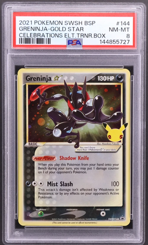 2021 Pokemon Swsh Black Star Promo #144 Greninja-Gold Star Celebrations Elite Trainer Box