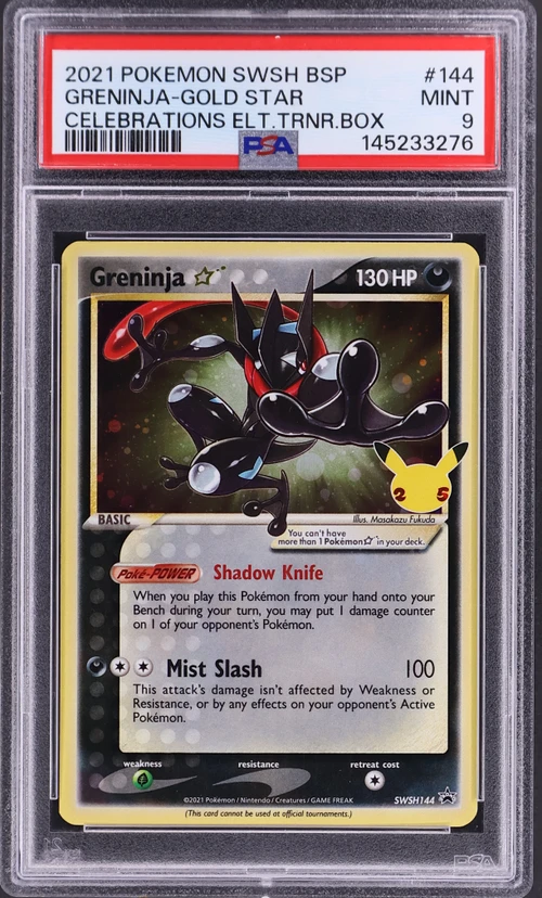 2021 Pokemon Swsh Black Star Promo #144 Greninja-Gold Star Celebrations Elite Trainer Box