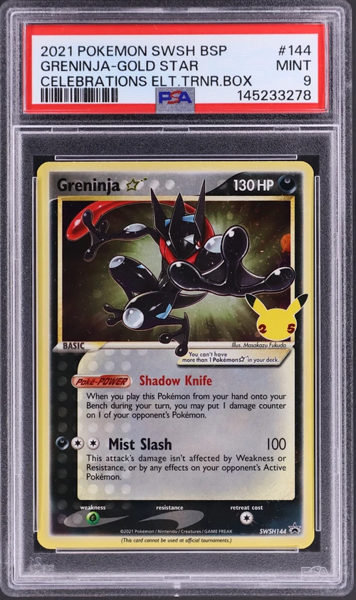 2021 Pokemon Swsh Black Star Promo #144 Greninja-Gold Star Celebrations Elite Trainer Box