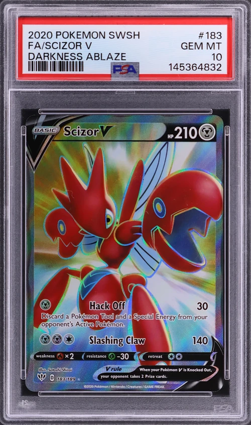 2020 Pokemon Sword & Shield Darkness Ablaze #183 Full Art / Scizor V