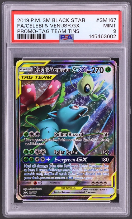 2019 Pokemon Sm Black Star Promo #SM167 Full Art / Celebi & Venusaur Gx Tag Team Tins