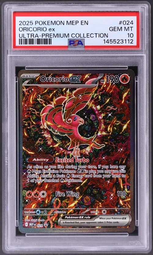 2025 Pokemon Mep En-Me Black Star Promo #024 Oricorio Ex Mega Charizard X Ex Ultra-Premium Collection (PSA 10)