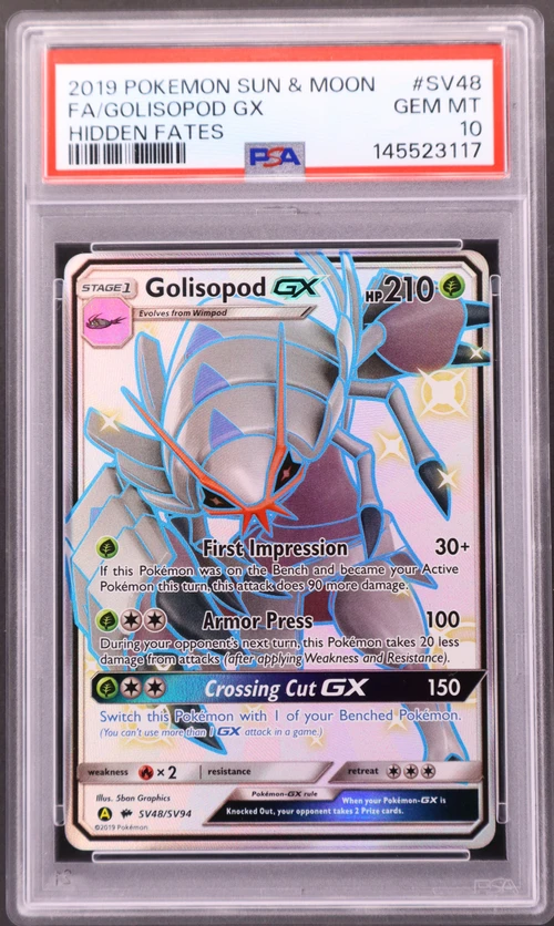 2019 Pokemon Sun & Moon Hidden Fates #SV48 Full Art / Golisopod Gx
