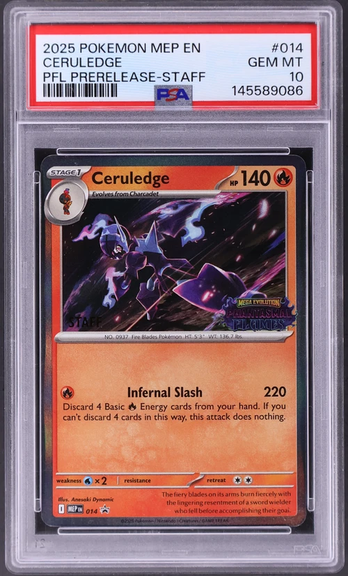 2025 Pokemon Mep En-Me Black Star Promo #014 Ceruledge Phantasmal Flames Prerelease-Staff