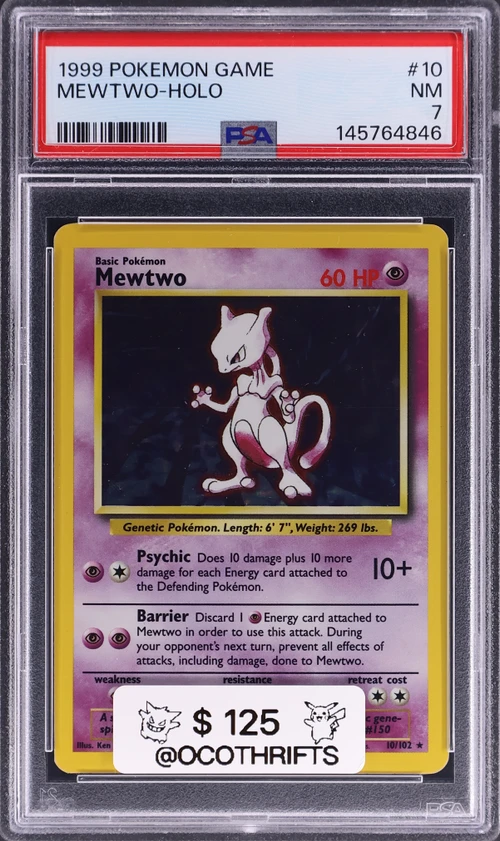 1999 Pokemon Game #10 Mewtwo-Holo (PSA 7)