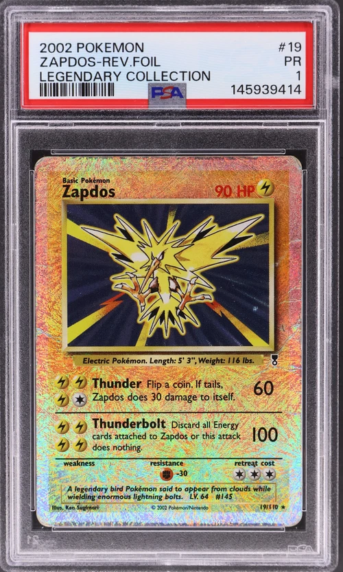 2002 Pokemon Legendary Collection #19 Zapdos-Reverse Foil