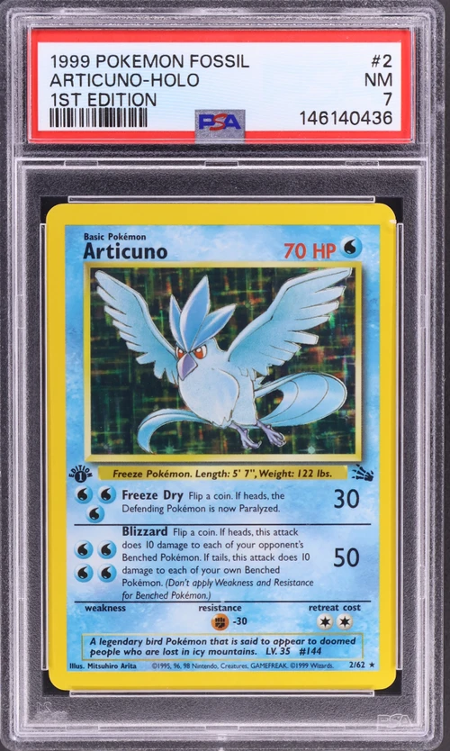 1999 Pokemon Fossil #2 Articuno-Holo 1st Edition