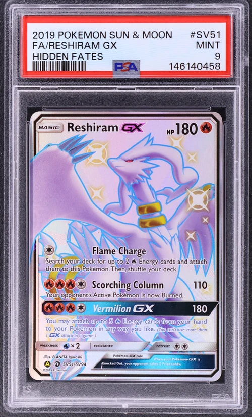 2019 Pokemon Sun & Moon Hidden Fates #SV51 Full Art / Reshiram Gx