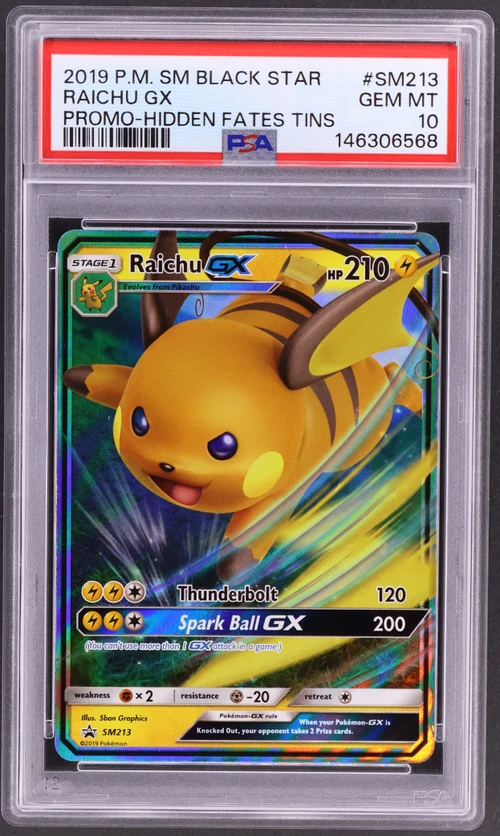 2019 Pokemon Sm Black Star Promo #SM213 Raichu Gx Hidden Fates Tins