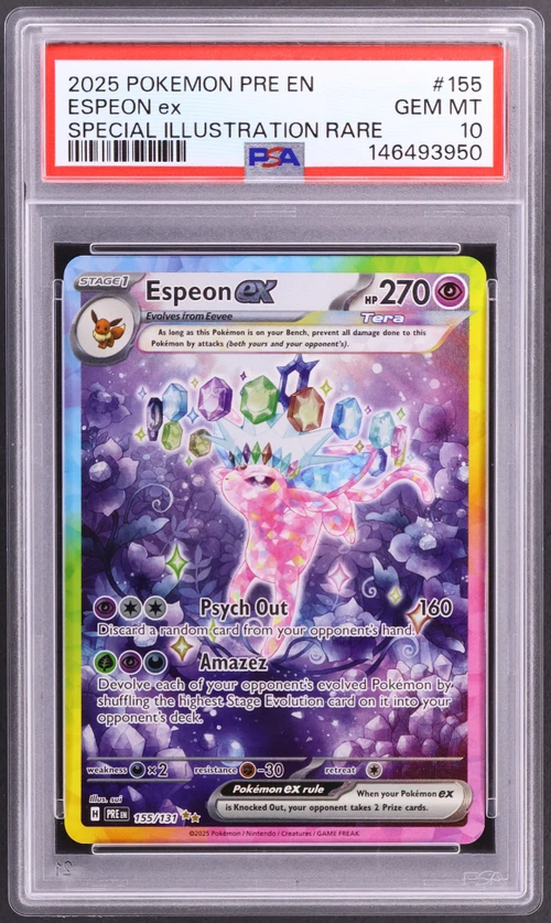 2025 Pokemon Pre En-Prismatic Evolutions #155 Espeon Ex Special Illustration Rare (PSA 10)