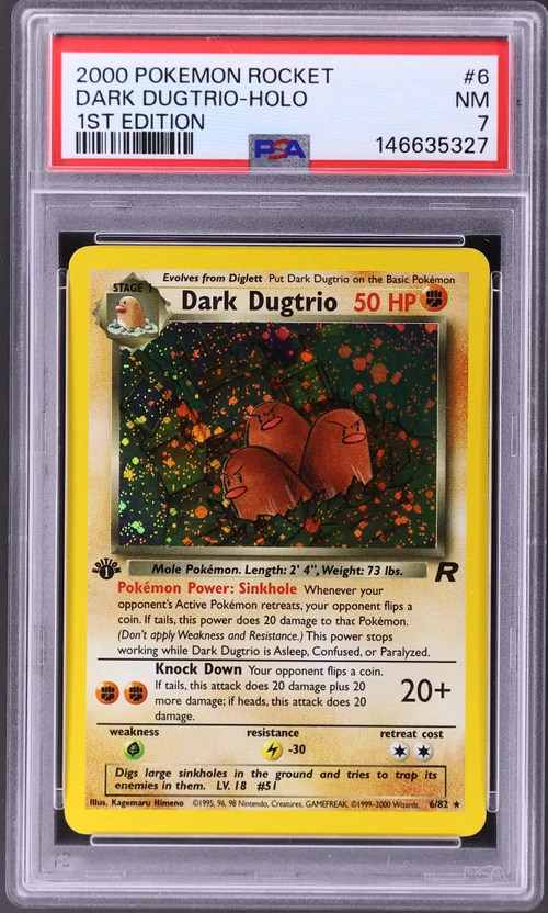 2000 Pokemon Rocket #6 Dark Dugtrio-Holo 1st Edition