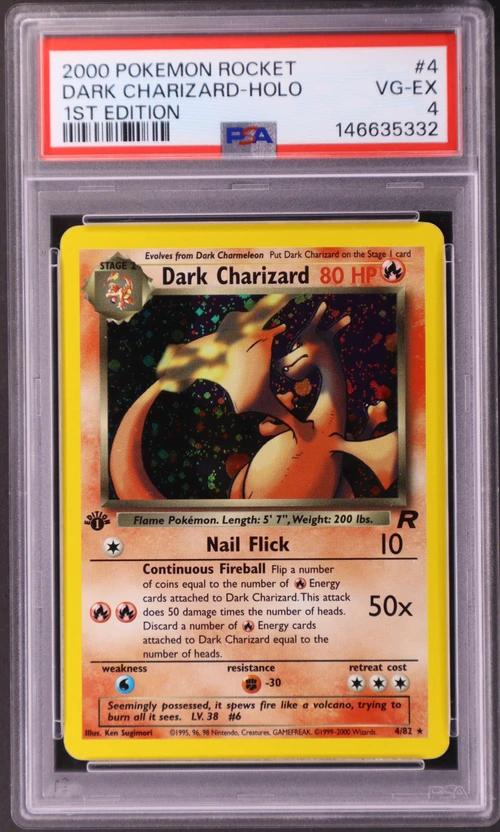 2000 Pokemon Rocket #4 Dark Charizard-Holo 1st Edition