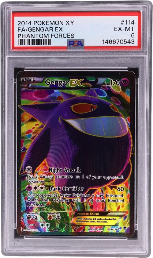 2014 Pokemon Xy Phantom Forces #114 Full Art / Gengar Ex