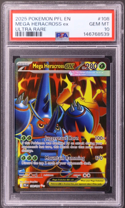 2025 Pokemon Pfl En-Phantasmal Flames #108 Mega Heracross Ex Ultra Rare