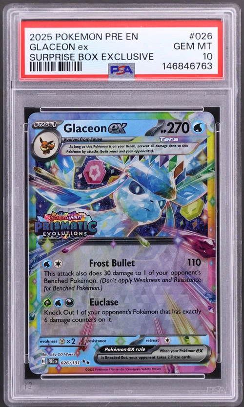2025 Pokemon Pre En-Prismatic Evolutions #026 Glaceon Ex Surprise Box Exclusive
