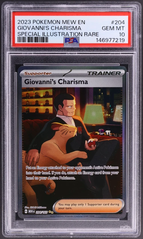 2023 Pokemon Mew En-151 #204 Giovanni's Charisma Special Illustration Rare