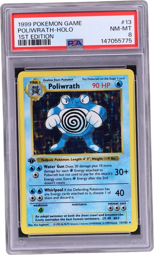 1999 Pokemon Game #13 Poliwrath-Holo 1st Edition (PSA 8)