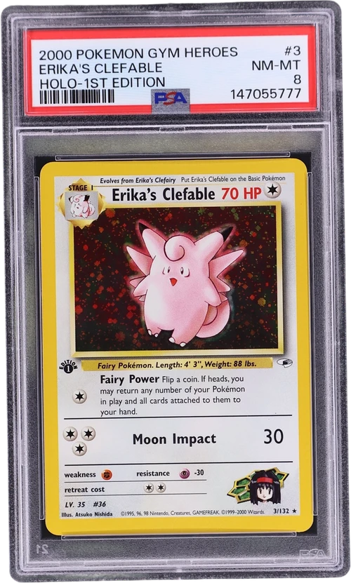 2000 Pokemon Gym Heroes #3 Erika's Clefable Holo-1st Edition