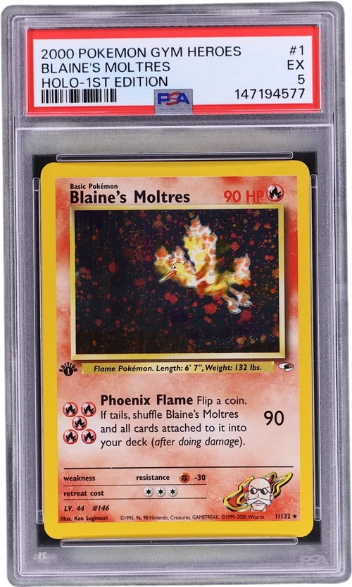 2000 Pokemon Gym Heroes #1 Blaine's Moltres Holo-1st Edition