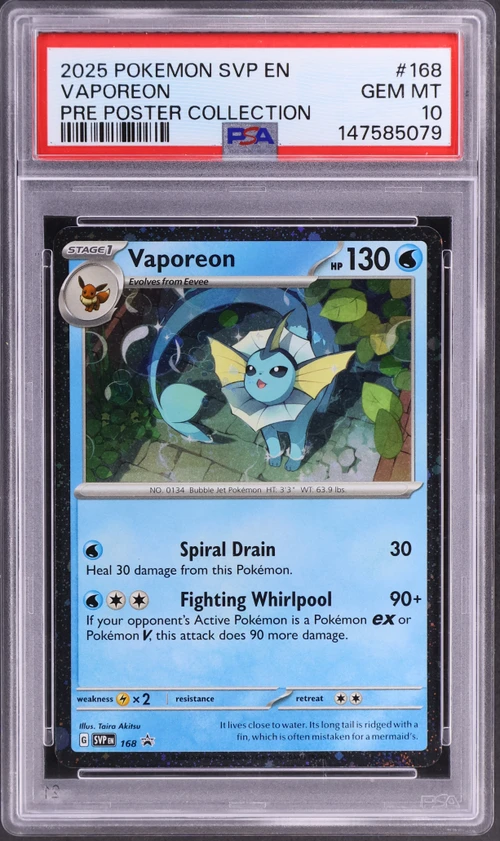 2025 Pokemon Svp En-Sv Black Star Promo #168 Vaporeon Prismatic Evolutions Poster Collection
