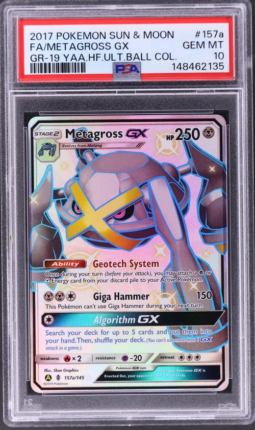 2017 Pokemon Sun & Moon Guardians Rising #157a Full Art / Metagross Gx 2019 Yellow a Alternate Art Hidden Fates Ultra Ball Collection