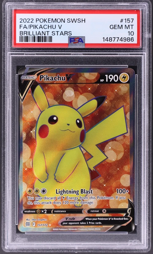 2022 Pokemon Sword & Shield Brilliant Stars #157 Full Art / Pikachu V