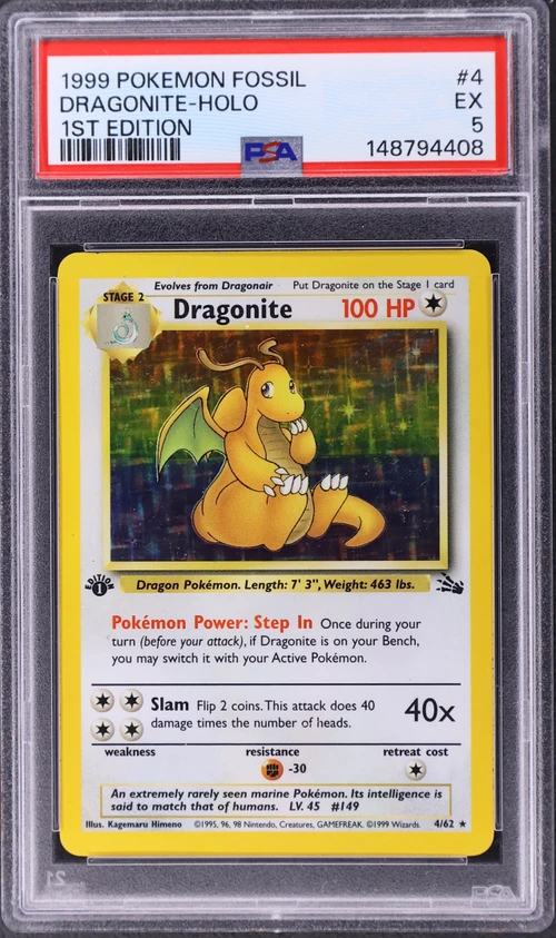 1999 Pokemon Fossil #4 Dragonite-Holo 1st Edition