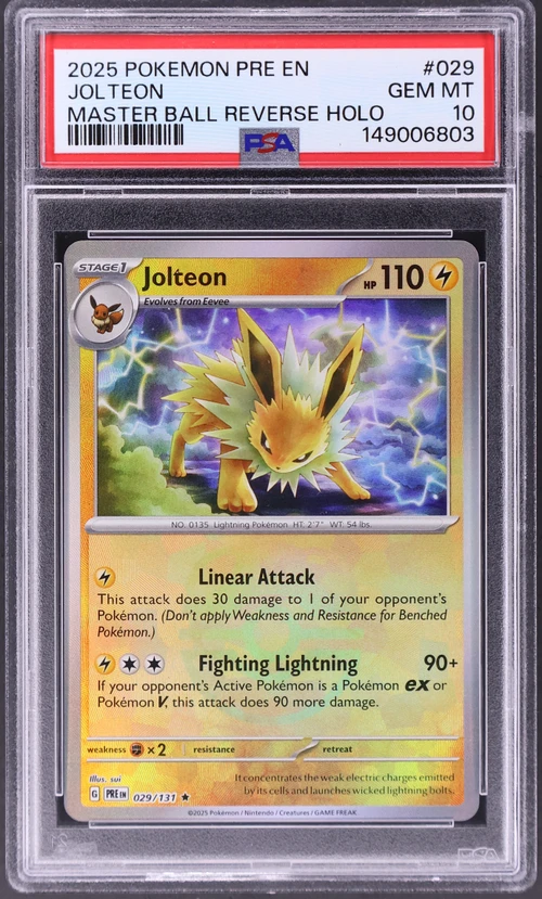 2025 Pokemon Pre En-Prismatic Evolutions #029 Jolteon Master Ball Reverse Holo