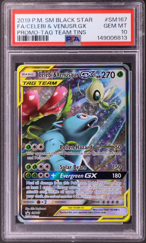 2019 Pokemon Sm Black Star Promo #SM167 Full Art / Celebi & Venusaur Gx Tag Team Tins