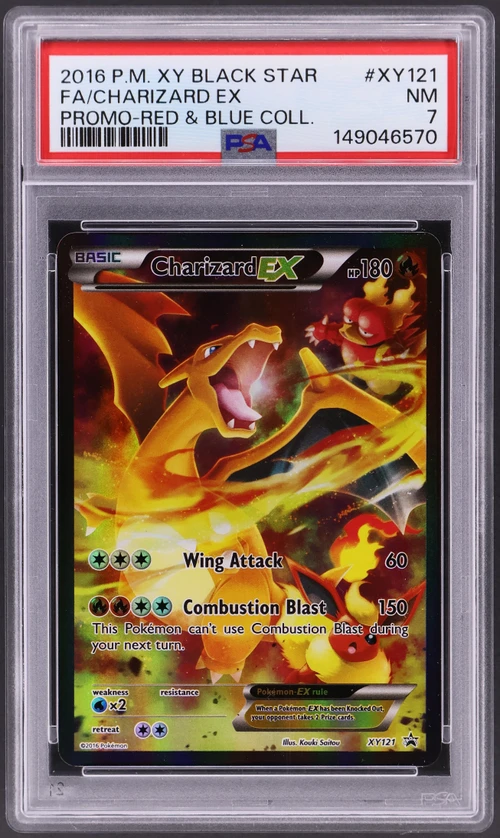 2016 Pokemon Xy Black Star Promo #XY121 Full Art / Charizard Ex Red & Blue Collection