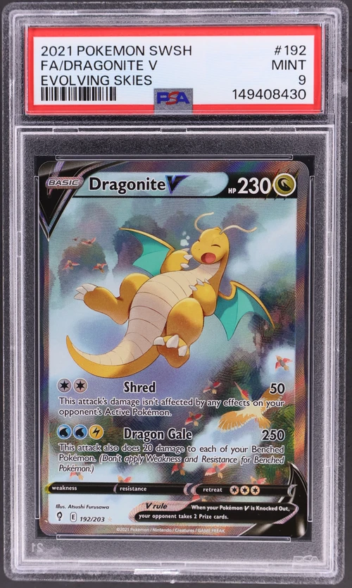 2021 Pokemon Sword & Shield Evolving Skies #192 Full Art / Dragonite V (PSA 9)