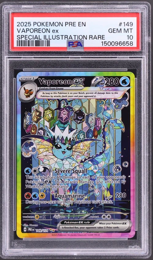 2025 Pokemon Pre En-Prismatic Evolutions #149 Vaporeon Ex Special Illustration Rare