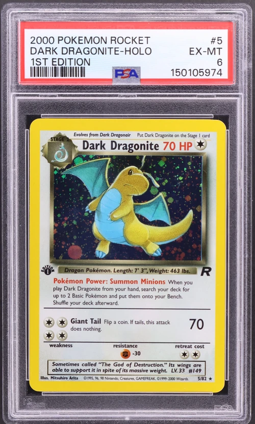 2000 Pokemon Rocket #5 Dark Dragonite-Holo 1st Edition