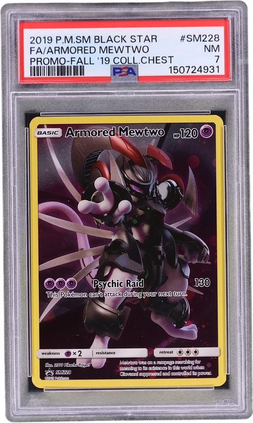 2019 Pokemon Sm Black Star Promo #SM228 Full Art / Armored Mewtwo Fall 2019 Collector Chest