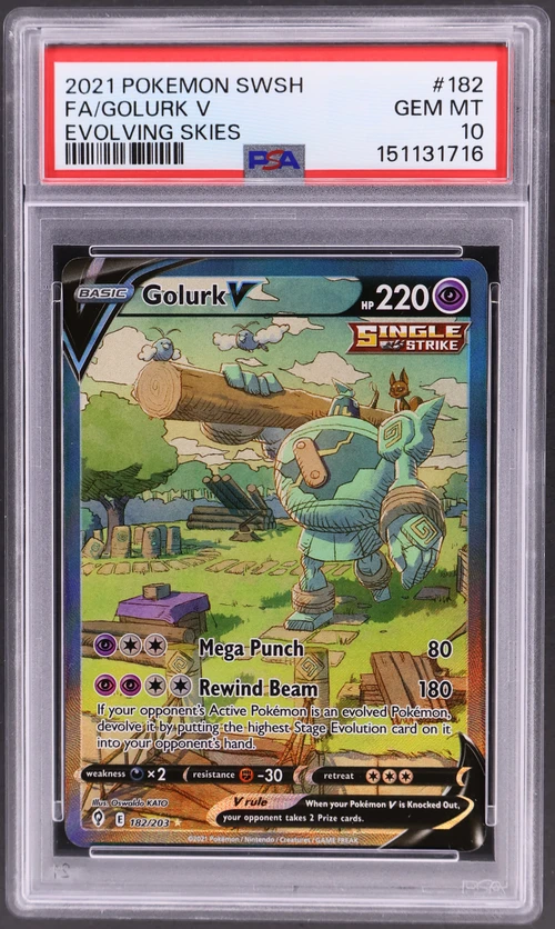 2021 Pokemon Sword & Shield Evolving Skies #182 Full Art / Golurk V