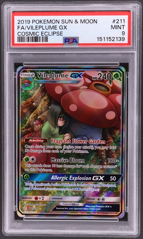 2019 Pokemon Sun & Moon Cosmic Eclipse #211 Full Art / Vileplume Gx