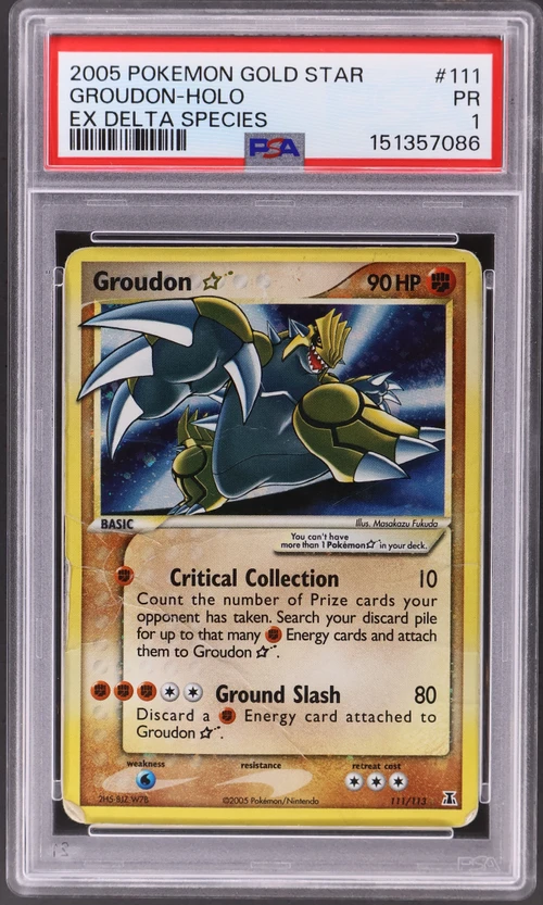 2005 Pokemon Ex Delta Species #111 Groudon-Holo Gold Star (PSA 1)