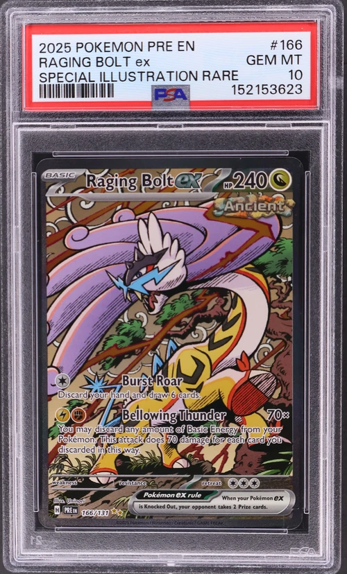 2025 Pokemon Pre En-Prismatic Evolutions #166 Raging Bolt Ex Special Illustration Rare