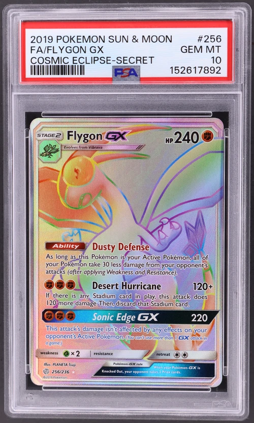 2019 Pokemon Sun & Moon Cosmic Eclipse #256 Full Art / Flygon Gx Secret