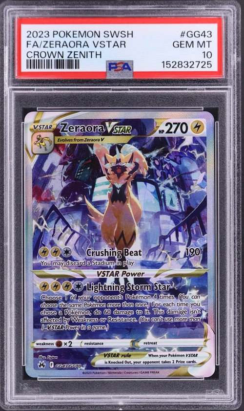 2023 Pokemon Sword and Shield Crown Zenith #GG43 Full Art / Zeraora Vstar