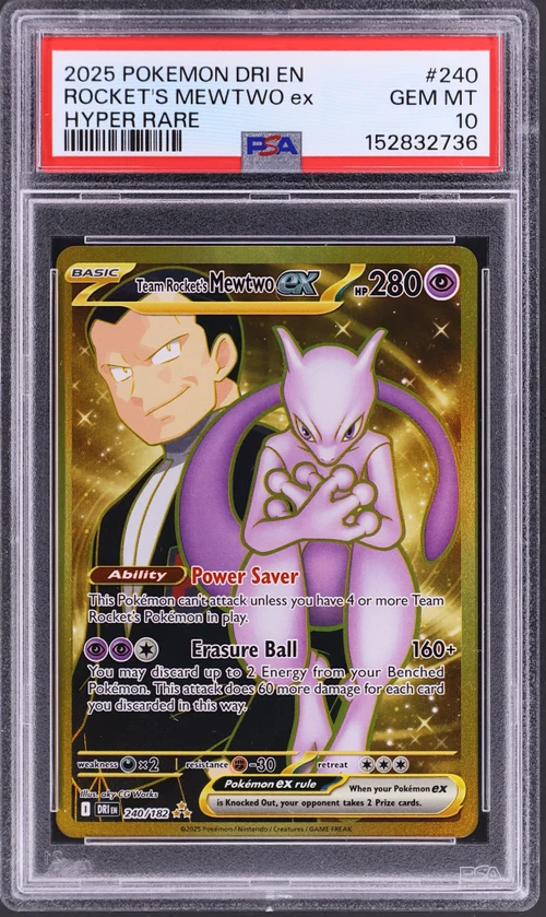 2025 Pokemon Dri En-Destined Rivals #240 Team Rocket's Mewtwo Ex Hyper Rare