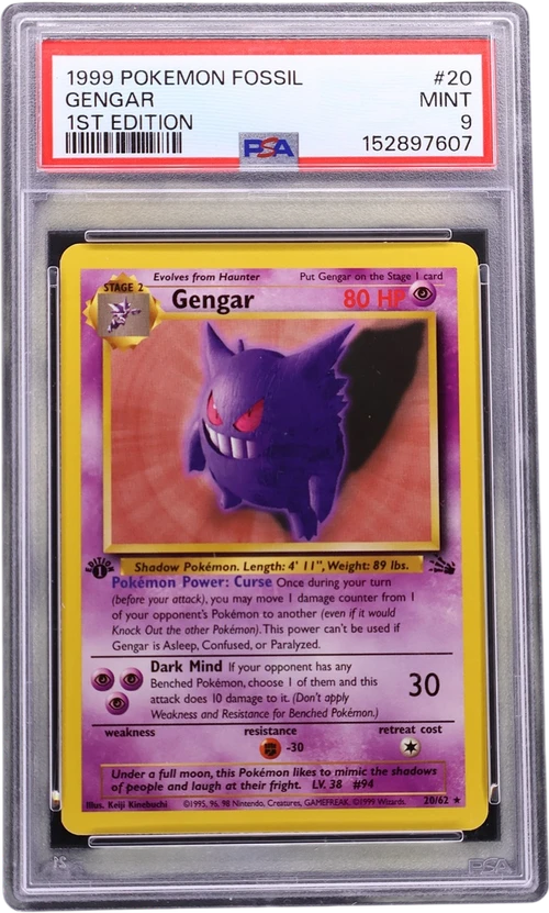 1999 Pokemon Fossil #20 Gengar 1st Edition