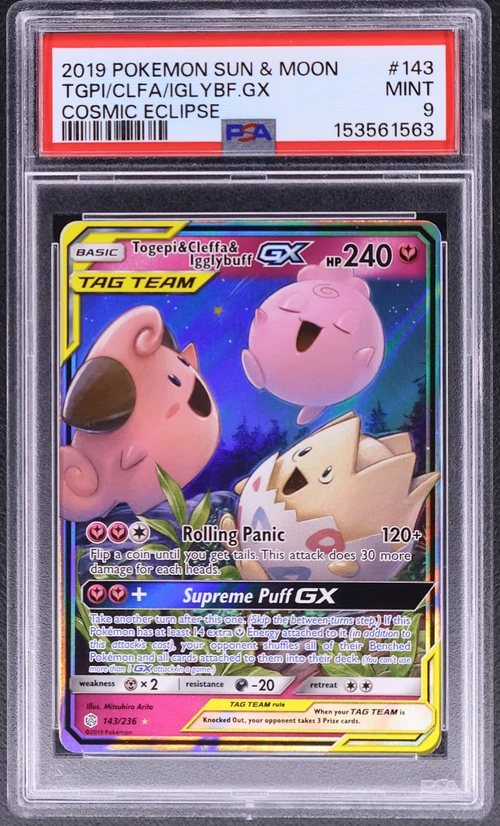 2019 Pokemon Sun & Moon Cosmic Eclipse #143 Togepi & Cleffa & Igglybuff Gx