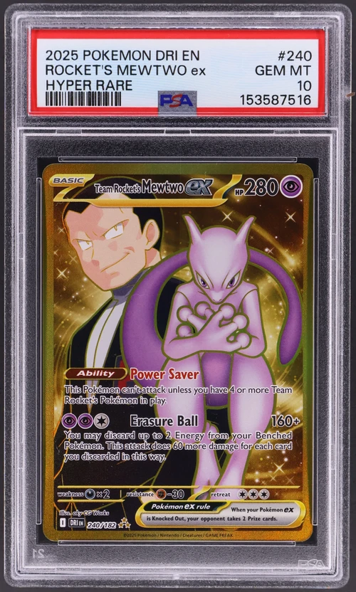 2025 Pokemon Dri En-Destined Rivals #240 Team Rocket's Mewtwo Ex Hyper Rare