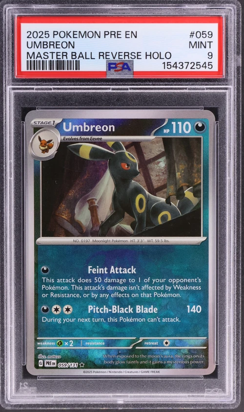 2025 Pokemon Pre En-Prismatic Evolutions #059 Umbreon Master Ball Reverse Holo