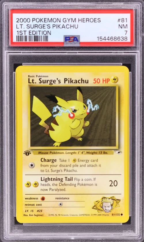 2000 Pokemon Gym Heroes #81 Lt. Surge's Pikachu 1st Edition